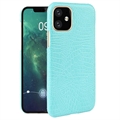 Coque iPhone 11 en Plastique Revêtue - Crocodile - Cyan