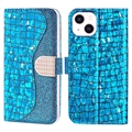 Etui Portefeuille iPhone 14 Plus - Série Croco Bling - Bleu