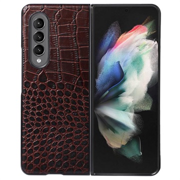 Coque Hybride Samsung Galaxy Z Fold4 - Série Crocodile - Marrone