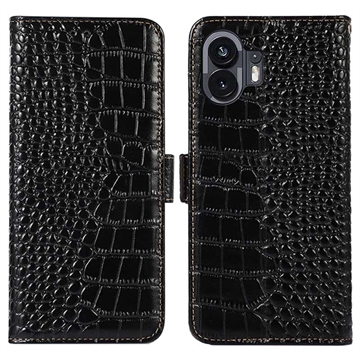 Étui Portefeuille Nothing Phone (2) en Cuir avec RFID - Série Crocodile