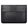 Housse pour ordinateur portable en imitation peau de crocodile avec support - 11-12" - Noir