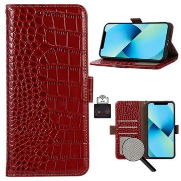 Étui Portefeuille Xiaomi Redmi A1+ en Cuir avec RFID Crocodile - Rouge