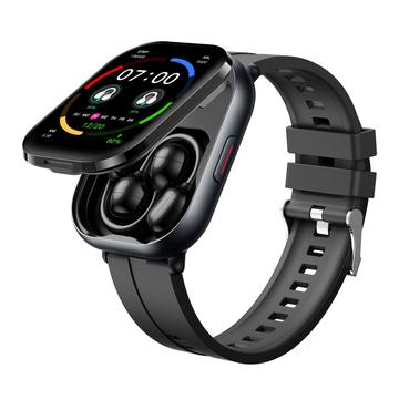 D12 Montre intelligente 2-en-1 avec écouteurs sans fil à clipser - Bracelet en silicone