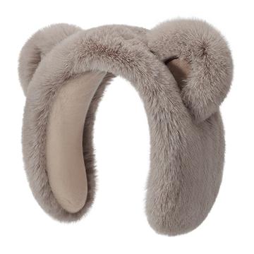 DEZ45 Bandeau / cache-oreilles en peluche pour l\'hiver - Gris