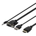 Deltaco Câble adaptateur VGA vers HDMI avec audio - 2m