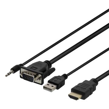 Deltaco Câble adaptateur VGA vers HDMI avec audio - 2m