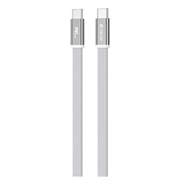 Câble USB-C tressé métallique plat Devia Ultra3 240W - 1.5m - Blanc