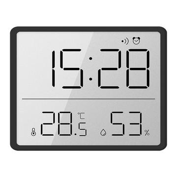 Réveil numérique / Horloge électrique LCD - Calendrier, affichage de la température et de l\'humidité - Noir