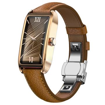 Dora T Montre connectée élégante pour femmes avec langue danoise - Marron / Rose Doré
