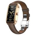 Dora T Montre connectée élégante pour femmes avec langue danoise - Marron Foncé / Rose Doré