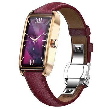 Dora T Montre connectée élégante pour femmes avec langue danoise - Rouge / Or Rose