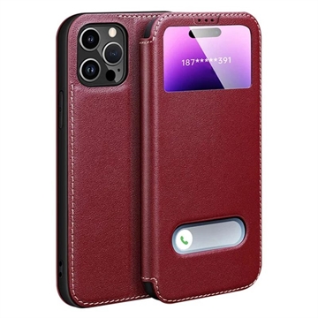 Coque iPhone 16 Pro Max en cuir Dual View Flip - Rouge