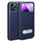 Coque iPhone 16 Pro Max en cuir Dual View Flip - Saphire