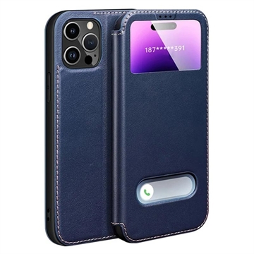 Coque iPhone 16 Pro Max en cuir Dual View Flip - Saphire