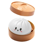 Jouet anti-stress moelleux en forme de ravioli avec boîte vapeur - Blanc