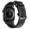 Bracelet Apple Watch Series Ultra 2/Ultra/9/8/SE (2022)/7/SE/6/5/4/3/2/1 en Cuir Dux Ducis - 45mm/44mm/42mm - Noir