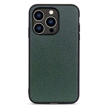 Coque iPhone 14 Pro en Cuir Elegant - Verte