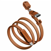 Câble de charge et de données 2 en 1 Energea Sheath Travel - 60W, 1.2m, USB-C/USB-A - Orange