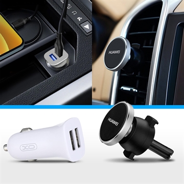 Kit de voiture essentiel - Chargeur USB double et support magnétique pour téléphone portable