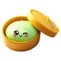 Jouet squishy dumpling avec expression des yeux et panier vapeur