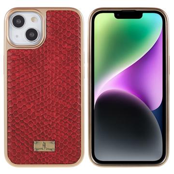 Coque iPhone 14 Plus Revêtue Fierre Shann Galvanisé - Peau de Serpent - Rouge