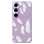 Coque Samsung Galaxy S25 FE en TPU à motif de plumes - Violete