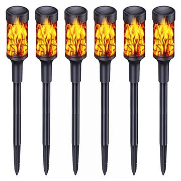Lampes solaires à effet de flamme avec capteur infrarouge - 6 Pcs.