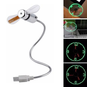 Ventilateur USB flexible à col de cygne avec affichage de l\'horloge par LED