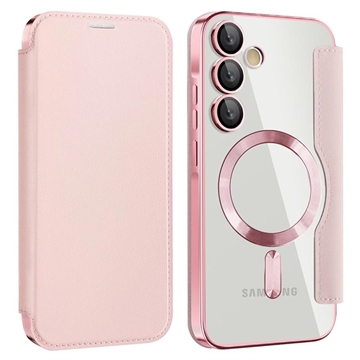 Étui à rabat Samsung Galaxy A35 avec fente pour carte - Compatible MagSafe - Rose