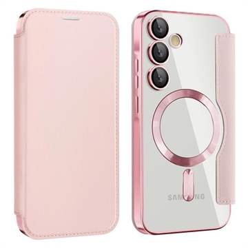 Étui à rabat Samsung Galaxy A55 avec fente pour carte - Compatible MagSafe - Rose