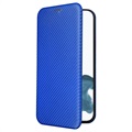 Étui à Rabat iPhone 14 Pro - Fibre de Carbone - Bleu