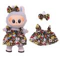 Robe de fête florale et bandeau à nœuds pour Labubu Mini Figure 17cm - Marron