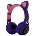 Casque Bluetooth Pliable Oreilles de Chat pour Enfants (Emballage ouvert - Acceptable) - Violet