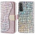 Etui Portefeuille Samsung Galaxy S23 5G - Série Croco Bling - Rose Doré