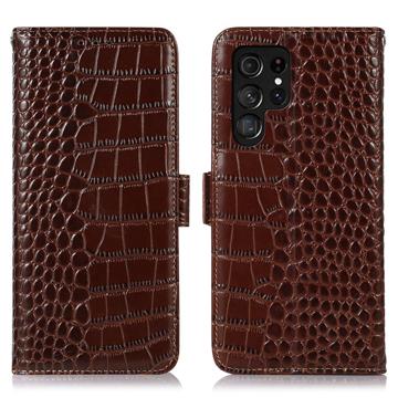 Étui Portefeuille Samsung Galaxy S23 Ultra 5G en Cuir avec RFID - Série Crocodile