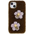 Coque iPhone 14 en TPU - Série Fluffy Flower - Marron