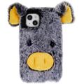 Coque Hybride iPhone 14 Plus - Fluffy Plush - Cochon Grise