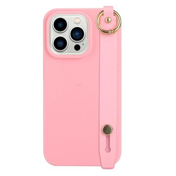 Coque iPhone 14 Pro en TPU avec Dragonne - Série Candy Color - Rose