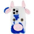 Coque Hybride iPhone 14 Pro - Fluffy Plush - Vache Bleue