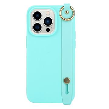 Coque iPhone 14 Pro Max en TPU avec Dragonne - Série Candy Color - Azur Clair