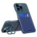 Coque iPhone 14 Pro Max avec Porte-Cartes CamStand - Vert Foncé / Bleu Foncé