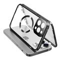  iPhone 15 Pro Max Case Double Sided HD Tempered Glass Phone Cover Compatible with MagSafe - Noir