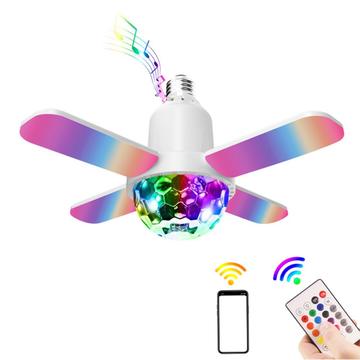 Plafonnier RGB à quatre feuilles avec haut-parleur Bluetooth et télécommande - E27 - Boule disco