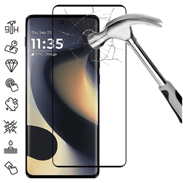 Protecteur d\'écran Motorola Edge (2025) en verre trempé Couverture complète - 9H - Bord noir