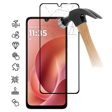 Protecteur d\'écran Motorola Moto G06/G06 Power en verre trempé Couverture complète - 9H - Bord noir