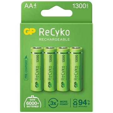 GP ReCyko 1300 Piles AA rechargeables 1300mAh - 4 Pcs.