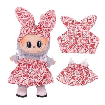 Ensemble robe et bandeau Garden-Party pour mini-figure Labubu 17cm - Coeurs