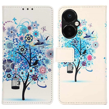 Étui Portefeuille OnePlus Nord CE 3 Lite/N30 - Série Glam - Arbre Fleuri / Bleu