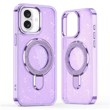 Coque hybride pailletée iPhone 17 avec Kickstand - Compatible MagSafe - Violete