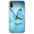Coque iPhone X / iPhone XS Phosphorescente en Silicone - Papillon Bleu